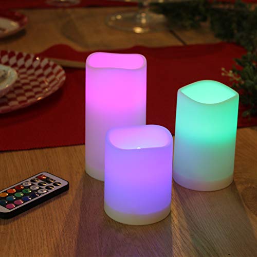 Ucanucax Remote Control Flameless Led Candle Light, Outdoor/Indoor Color Changing Plastic Candle, Set Of 3 Use 3Aaa Battery… #TOP5