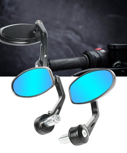 RACOONA Bar End Mirrors, Anti Glare Side View Mirrors for Motorcycle Handlebar, Fits Most with 7/8\'\' Handlebar (Blue Lense, Oval) - Thumbnail 7