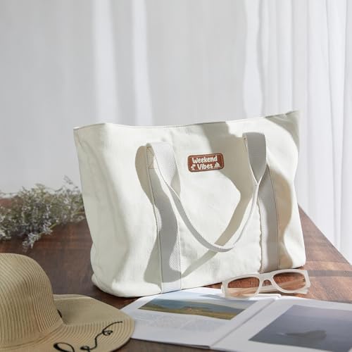 Image of AW BRIDAL Mrs Bride Canvas Tote Bag - Bridal Shower Gifts for Bride to Be | Large Zippered Tote for Wedding Day, Travel, Beach and Honeymoon, Engagement and Bachelorette Party Gift for the Wifey