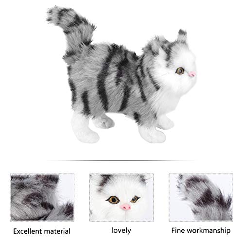 ABOOFAN Cinza Escuro Estatueta de Gato de Pelúcia Gato Modelo Mesa Mesa Gato Em Miniatura Animal Bri
