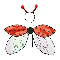 Halloween Ladybug Wings Cosplay Costumes Ladybird/Bee Wings with Headband Accessories Set Party Favors (Ladybug, 60cm)