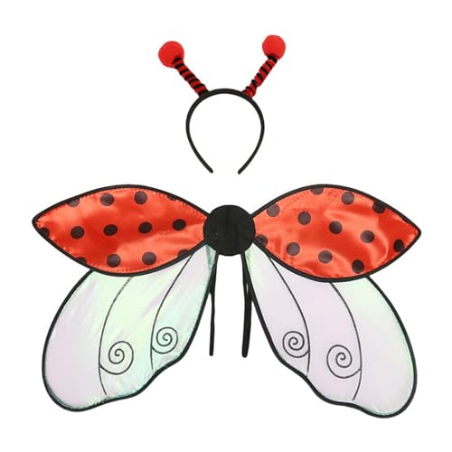 Niceyoeuk Halloween Costumes for Women Girls Cute Bee/Ladybug Wings with Headband Set Party Favors (Red 60cm)