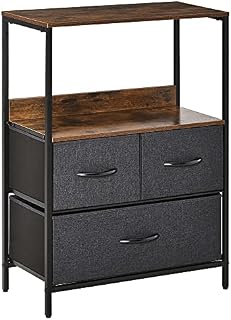 HOMCOM 3 Drawer Storage Chest Unit Home Cabinet w/Shelves Home Living Room Bedroom Entryway Living Furniture Black