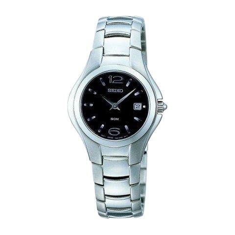 Seiko SXB363 montre classique cadran noir index argentés femme