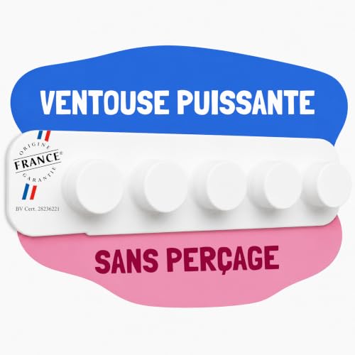 EHOP Support Brosse à Dent Mural à Ventouse – 4 Brosses à Dents – Blanc | Double ventouse puissante – Brosses à la verticale, sans contact – ABS recyclable – Origine France Garantie