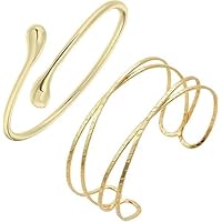 TenaLucy 2 Stücke Oberarmreif,Oberarm Wickelarmband Armreif Gold Armreif Silber Minimalistisches Armreif Oberarm Offen Verstellbar Zarter Geschichteter Armreifen Oberarmreif Silber (Gold)
