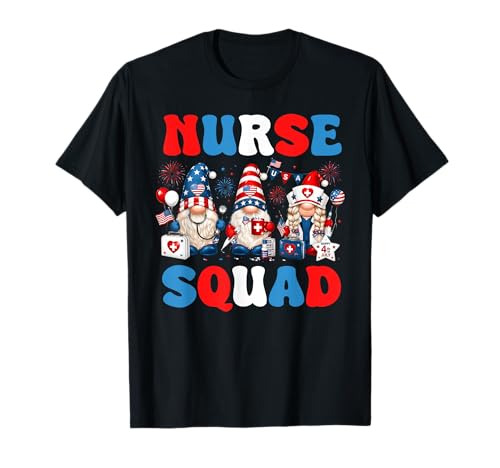 4th of July Gnomes America USA Flag Patriotic Nurse Squad T-Shirt