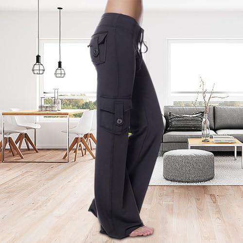 Leggings de ioga para mulheres - Calças largas casuais para mulheres com bolsos - Calça de moletom c