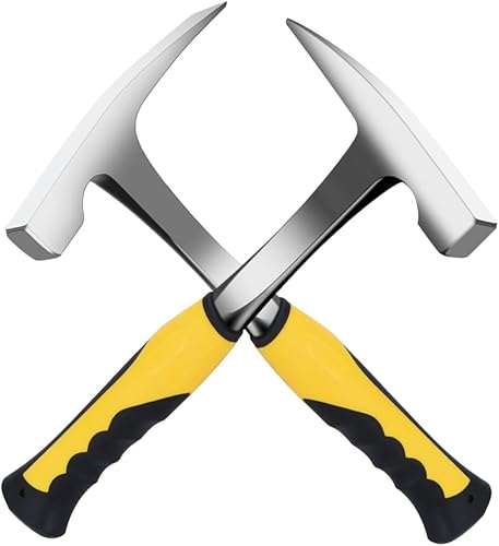 Miniatura 7 de Juego de 2 piezas martillo de roca de 23 onzas, martillo geólogo de acero, con cabezas planas y puntiagudas equipadas con asas antideslizantes,