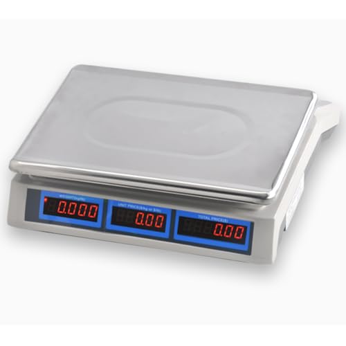 MOKEKA Professionelle digitale Küchenwaage 40 kg – LED-Display, hohe Präzision, Platte aus Edelstahl, wiederaufladbarer Akku, geeignet für Lebensmittel und Handel