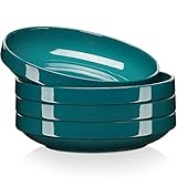 LOVECASA Tafelservice porzellan, 4-teiliges Suppenteller Set, Tiefteller Set, Pastateller, Nudelteller, Salatteller, Stapelbares Geschirr Set für 4 Personen, 1250 ML, dunkelgrün