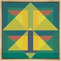 SIGNWIN Framed Canvas Wall Art Yellow, Ornage and Blue Triangles Color Blocks in Green Square Geometric Shapes Illustrations Modern Art Chic Colorful for Living Room, Bedroom, Office - 16x16 inches