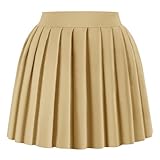 tagunop Women's Mini Pleated Skirts Y2k Skater Skirt Club Skirts for Women Sexy A-Line Uniform Tennis Skirt Khaki XXL