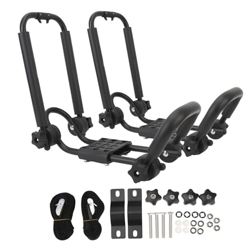 KLLJRFW 2pcs Kayak Roof Rack Kayak Roof Rack Sets Universal Folding Adjustable Canoe Car Top Roof Mount Carrier Top Mount Tie Down Carrier for Kayak for Boat SUV Truck Van