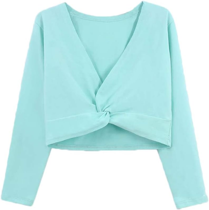 Kids Girls Long Sleeve Cardigan Shrug Front Knot Wrap Top Dance Dress Cover Up