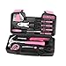 39 Piece All Purpose Basic Household Pink Tool Kit for Women - Small Tool Set with Toolbox Great for Home, Garage, Office and College Dormitory Use