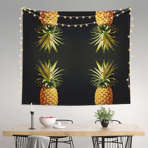 Tapiz con estampado de piña DUWAA de 60x51 pulgadas para colgar en la pared de tu sala de estar 3