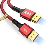 DisplayPort 2.1 ケーブル 3M、80Gbps 8K@240Hz, 4K@540Hz 360Hz 240Hz、ダイナミックHDR HDCP2.2 / DSC 1.2a 対応 FreeSync対応ゲーモニタ5090 7900XTX、S1334と互換性あり