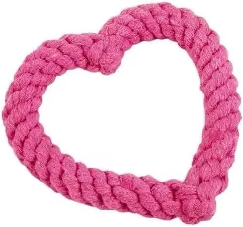 Pink Love Heart Shaped Dog Chew Rope Toy, Interactive Dental Puppy Tool for Heavy Chewers image 3