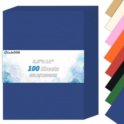 Navy Cardstock Paper 8.5 x 11 100 Sheets 180gsm/65 lb Navy Printer Cover Card Stock Construction Paper for Card Making Printing Craft Drawing Scrapbooking Cutting School Supplies