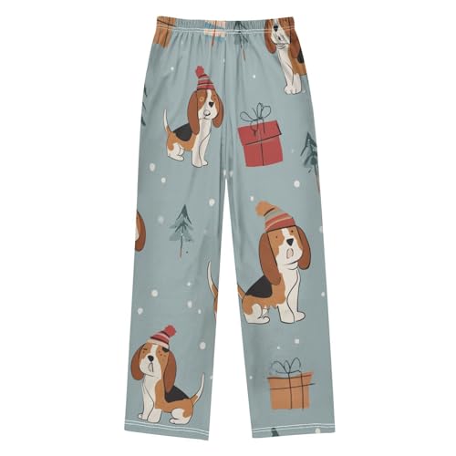 ZZXXB Beagle Xmas Trees Boys Long Pants Soft Trousers Elastic Waist Kids Lounge Bottoms with Pockets S-XL2