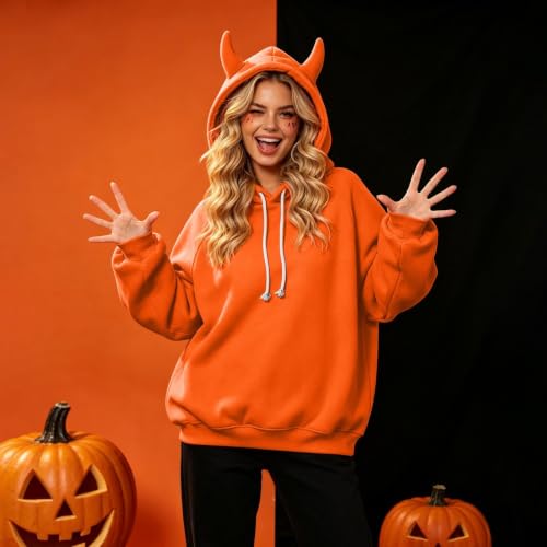Elneeya Oversized Hoodies for Women Cute Devil Horns Office Fall Sweatshirt - image 5