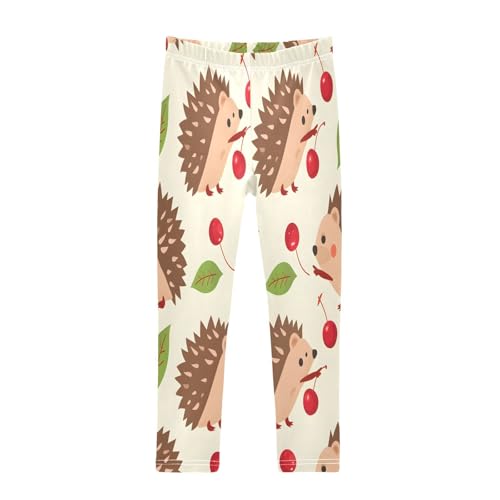 Bolaz Toddler Girls Leggings Printed Yoga Pants Leggings Hedgehog and Cherry for Kids