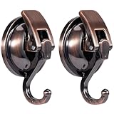 Apkhgtb Suction Cup Hooks for Shower, Bathroom, Kitchen, Glass Door, Mirror, Tile – Loofah, Towel, Coat, Bath Robe Hook Holder for Hanging – Waterproof Wreath Hanger (2, Red Bronze)