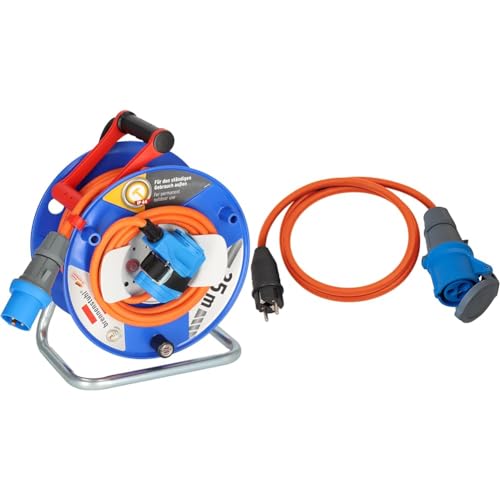 Brennenstuhl Camping-Kabeltrommel 25m (H07RN-F 3G2,5 in orange) + Brennenstuhl Camping Adapterkabel mit Schutzkontakt-Stecker und CEE-Kupplung (1,5m Kabel in orange, H07RN-F 3G2,5)