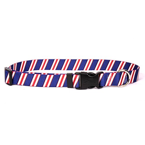 Image of Yellow Dog Design Team Spirit Red, White and Navy Blue Dog Collar with ID Tag System-Small-3 /4 Neck 10 to 14 inch