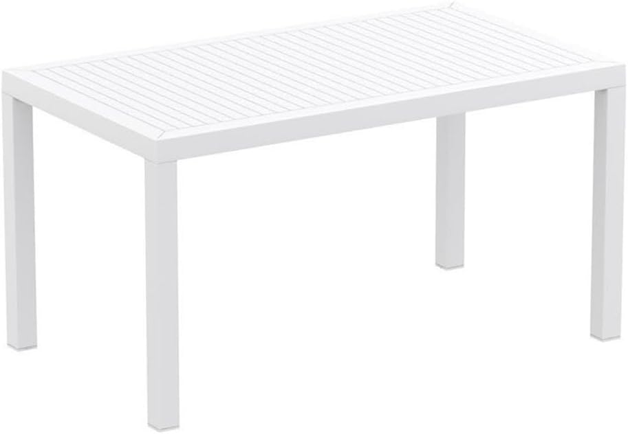 Compamia Ares 55" Resin Patio Dining Table in White, Commercial Grade