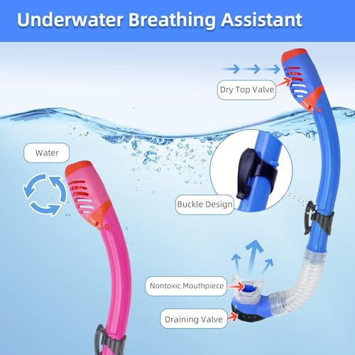 Equipo de Snorkel para Niños, Set de Snorkel para Edades 5-15, Máscara de Buceo con Cristal Templado y Vista Panorámica de 180 Grados miniatura 3