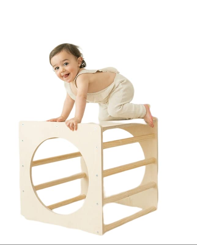 WOODENLAND - Cubo Pikler - Cubo de aprendizaje - Cubo de actividades bebe 100% madera natural (Hecho...