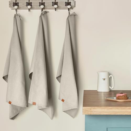 Miqio® Design Baumwoll Geschirrtücher, Handtücher, Trockentücher - 100% Bio-Baumwolle (70x45 cm) - Abtrockentücher 3er Set - GOTS, BCI und Ökotex Zertifiziert - Natur – Bild 4