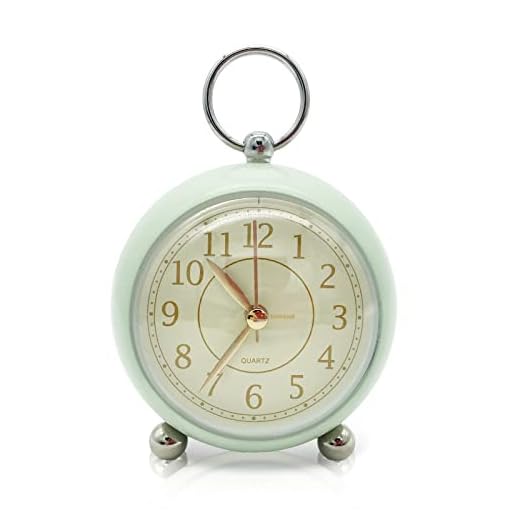 Analog Alarm Clocks, Desk Decorative Clock for Shelf Bedroom Kitchen Countertop, Battery Operated Non-Ticking Clock for Kids Teachers Students, Retro Night Light Hanging Clock for Decor (Green)