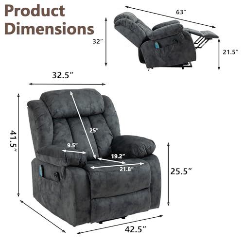 Sillón Eléctrico Recliner Plegable Azul miniatura 2