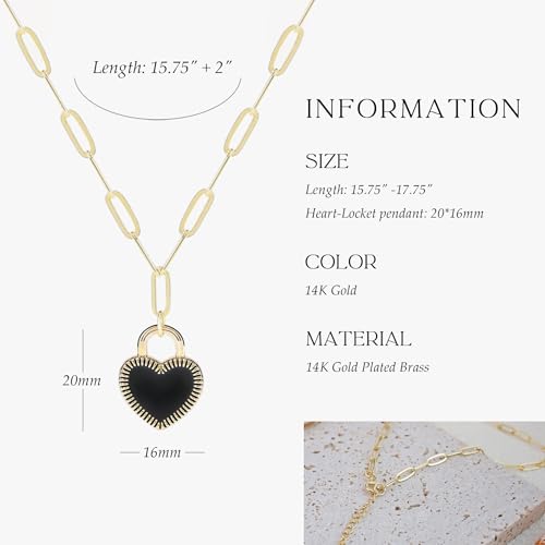 Jovialpixie Elegant 14K Gold Plated Black Heart Locket Necklace for Women, Dainty Adjustable 16"-18" Chain with Secure Clasp, Gift-Ready Jewelry for Her, Valentine's Day/Birthday/Anniversary by Jovialpixie - Image 7