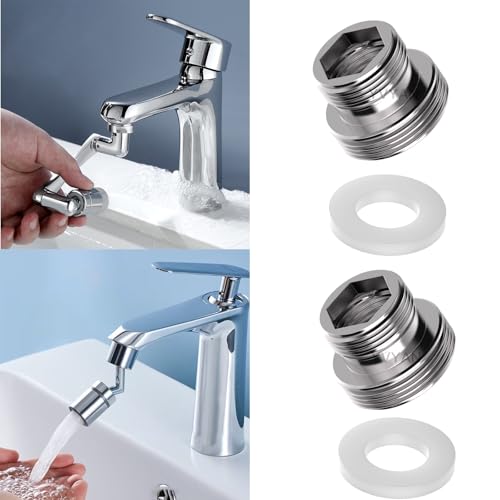 Yvyan Wasserhahn Adapter M18- auf M22-2 Stück, Gewindeadapter für Außengewinde M18 und M22, Geeignet für Küchenarmaturen, Wassersparer, Wasserreiniger, Schlauchanschlüsse (silbrig, M18-M22)