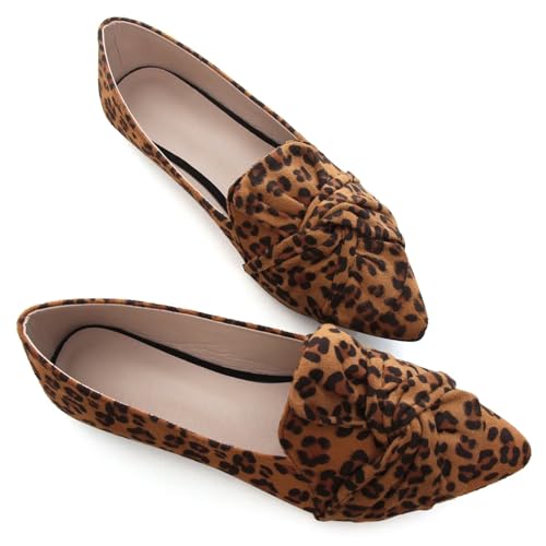 Stunner Womens Bowknot Flats Comfortable Pointed Toe Ballet Flats Soft Loafers