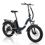 Touroll S2 Pro E-Bike Klapprad mit 150km Reichweite, 720Wh Akku Elektrofahrrad Herren mit 20 * 4 Zoll Fat Tire, 250W Powerful Fatbike, 7-Gang, StVZO Licht für Pendler & All-Terrain, Blau