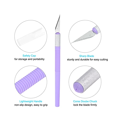 Uxcell Art Craft Knife Set, 1Pcs Carving Knife With 1Pcs Metal Blade For Scrapbooking Stencil Hobby Diy, Pp Plastic Handle, Purple (1 Set) #TOP3