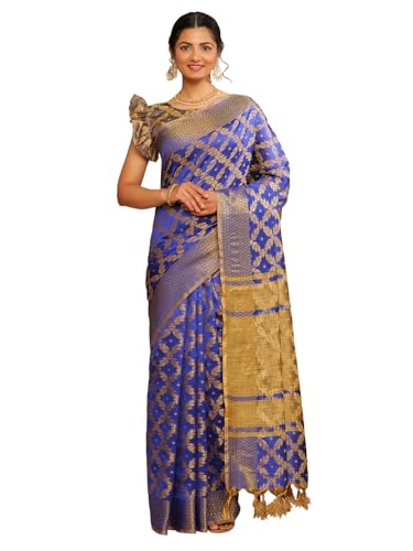Image of SIRIL Women's Cotton Silk Jacquard Boarder Saree With Unstitched Blouse Piece