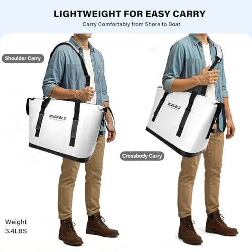 Buffalo Gear Fish Cooler Bag – 37Qt Seamless Insulation Fish Kill Bag, Keeps Ice Cold Up to 36 Hours, Foldable & Waterproof with Rod Attachment Straps & Gear Loops, White by Buffalo Gear - Used condition - Image 5
