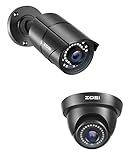 ZOSI 2Pcs 1080P 2MP 1920TVL Security Camera Outdoor Indoor,Hybrid 4-in-1 TVI/CVI/AHD/960H CVBS Bullet Cam for Analog Home Office Surveillance DVR CCTV System,IP67 Weatherproof,Night Vision,Black