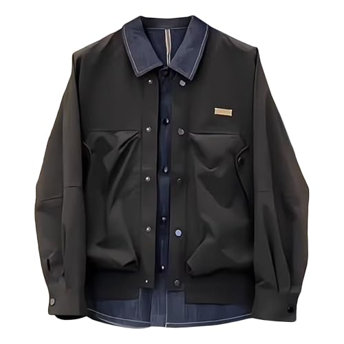 Veste en jean légère homme à boutons-pression et coutures amples