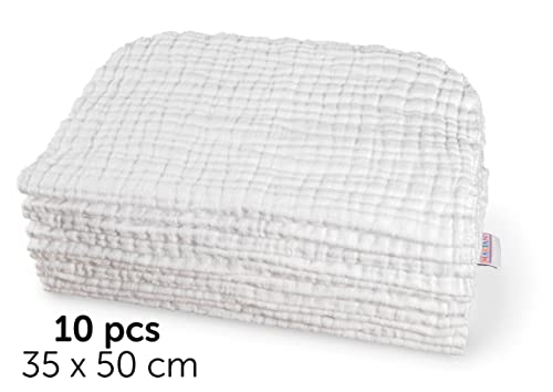 MAKIAN Muslin Nappies Pack of 10, 35 x 50 cm, Oeko-Tex® Standard 100 Certified Premium Quality - Image 3