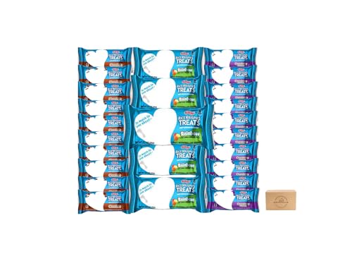 Kellogg\'s Rice Krispies Treats Crispy Marshmallow Squares, Chocolate, Rainbow, Chocolatey Drizzle - Kids Snacks Assortment (25 Count)