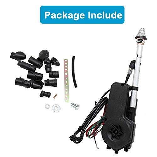 Red Wolf Electrical Car Power Radio Antenna Aerial 12V Fully Automatic Retractable Antenna Mast Universal Fit Motor Vehicles For Am/Fm Receiver Stereo Mount Electric Aerial Fitting Kit #TOP3