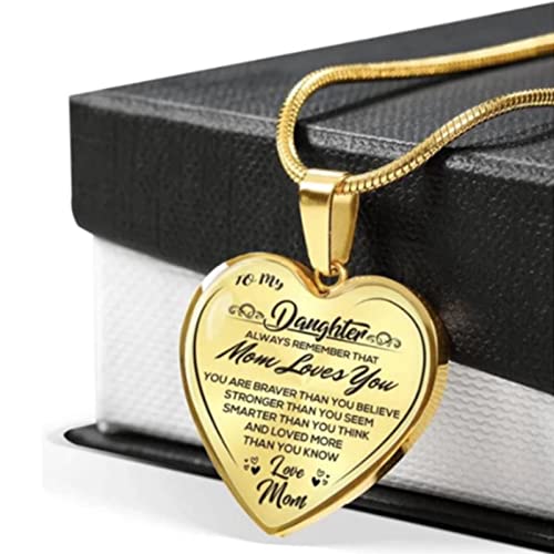 FunAloe Collier en acier inoxydable avec inscription « To Daughter Girlfriend » et pendentif en forme de cœur - Cadeau pour maman et fille Cover