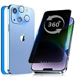 【360度 覗き見防止】 iPhone14 用 ガラスフィルム 覗き見防止 360 全方向 液晶保護 フィルム のぞき見 強化ガラス アイフォン 14 用 （6.1インチ） のぞき見防止 360° 上下左右 見えない 【全面保護/指紋防止/気泡ゼロ/貼り付け簡単/ガイド枠付き/カメラフィルム付き】